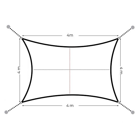 Tieniaca štvorcová plachta vodeodolná 4x4 m - šedá