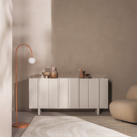 Štvordverová komoda Moss kašmírová, zaoblená