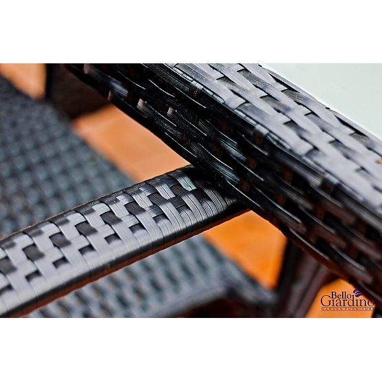 Súprava jedálenského nábytku z technoratanu (stôl 150×90 cm + 6 × stolička) AVVICENTE, čierna