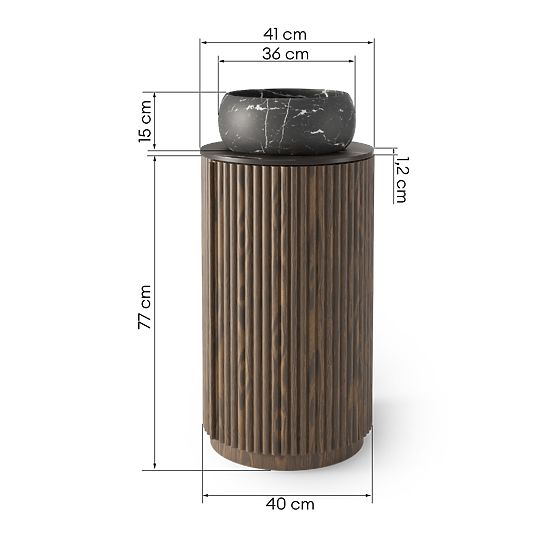 Súprava skrinky s doskou a umývadlom La promessa 40 cm, ryhovaná, zaoblená, tmavý orech/čierna