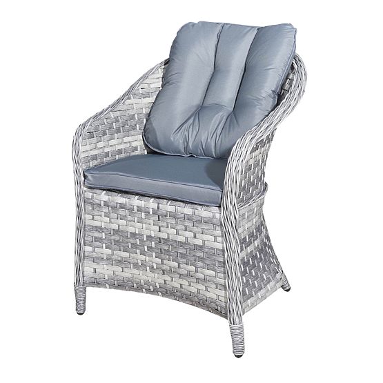 Súprava stolového nábytku z technoratanu (4 kreslá + okrúhly stôl) MODERNO svetlosivá