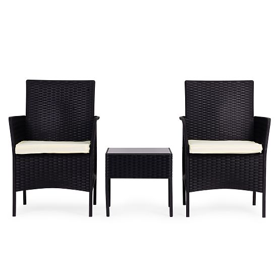 Súprava záhradného nábytku 2 kreslá + stolík tvrdené sklo čierny MultiGarden