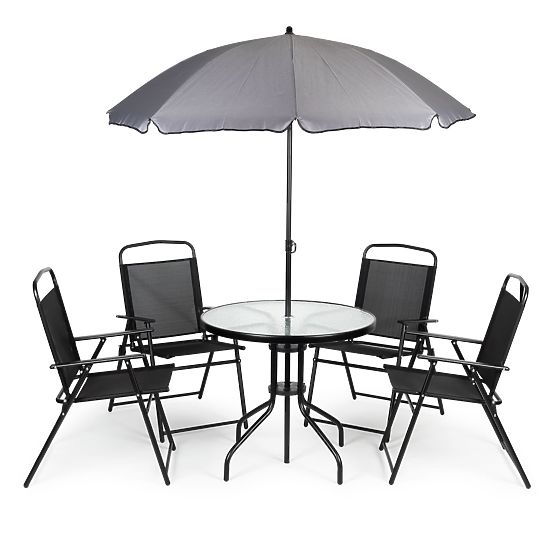 Súprava záhradného nábytku stôl 4 stoličky slnečník