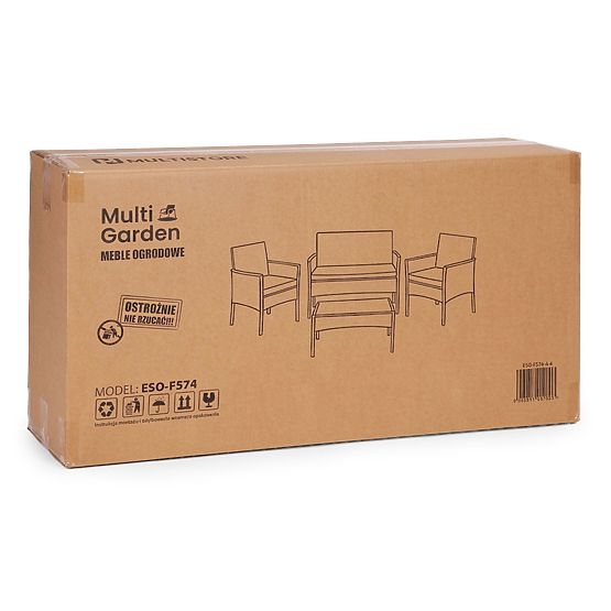 Súprava záhradného nábytku z technoratanu lavička stôl stoličky čierna MultiGarden