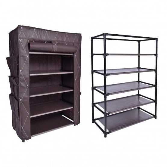 Textilná skrinka na obuv Vitto - hnedá