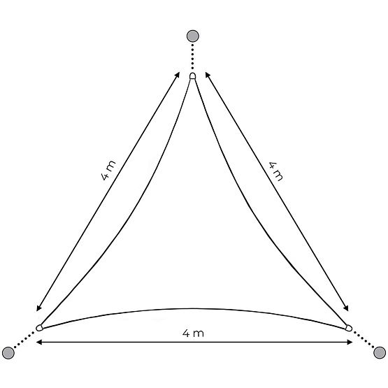 Tieniaca trojuholníková plachta vodeodolná 4x4x4 m - béžová