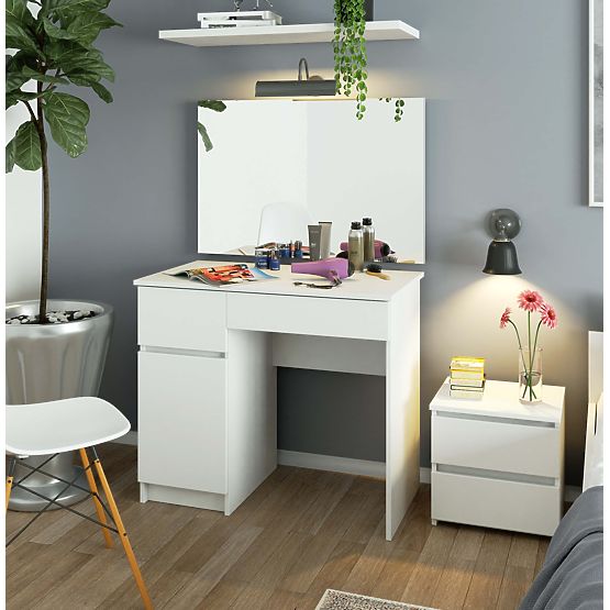 Toaletný stolík so zrkadlom CLP P-2/SL 900x600 ĽAVÝ PK BIELY