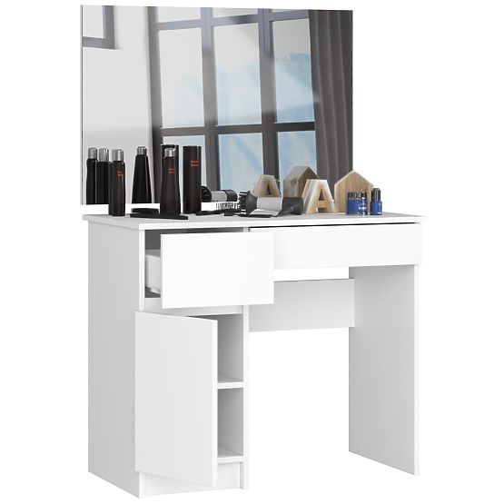 Toaletný stolík so zrkadlom CLP P-2/SL 900x600 ĽAVÝ PK BIELY