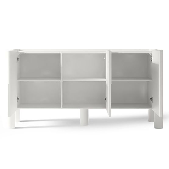 Trojdverová komoda Lunaria s frézovaným čelom, biela