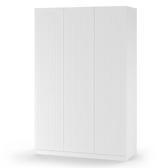 Trojkrídlová skriňa Neroli, drážky v oblúku, biela