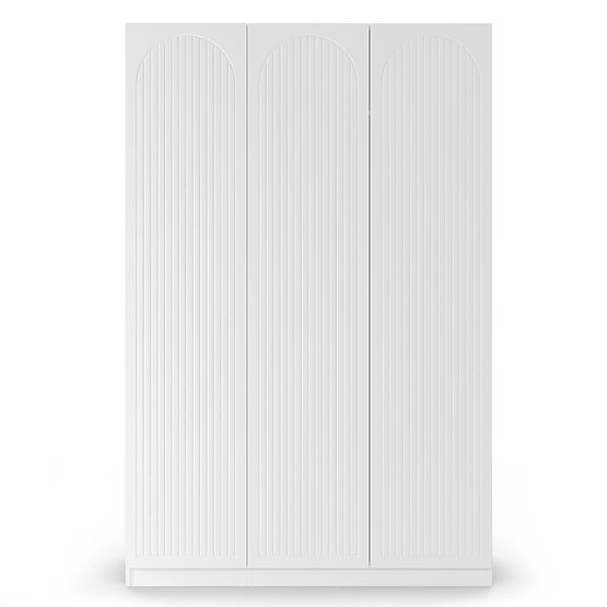 Trojkrídlová skriňa Neroli, drážky v oblúku, biela