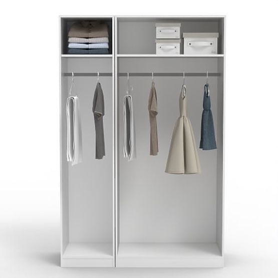 Trojkrídlová skriňa Neroli, zrkadlo/panel oblúk, biela