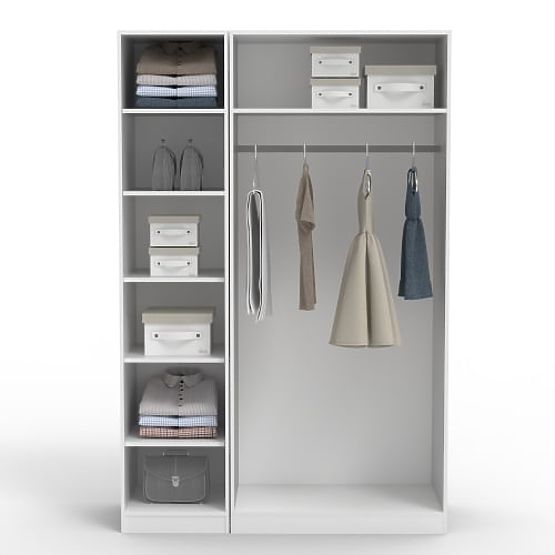 Trojkrídlová skriňa Neroli, zrkadlo/panel oblúk, biela