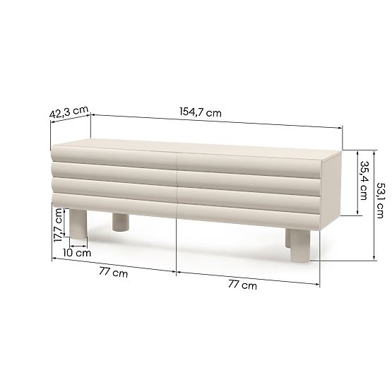 TV skrinka Anatra, ryhovaná, béžová, oblé tvary