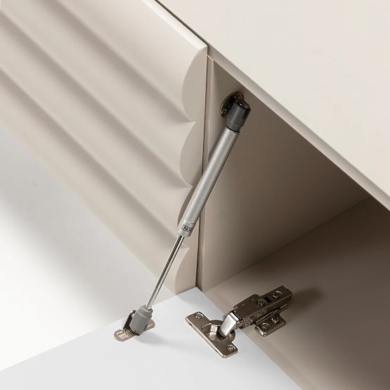 TV skrinka Anatra, ryhovaná, béžová, oblé tvary