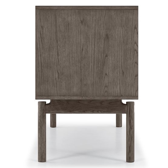 TV skrinka Quadri so zásuvkami, masívne dubové drevo, dyha, espresso hnedá