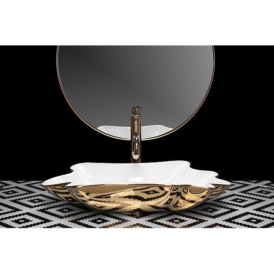 Umyvadlo REA Sea Infinity Gold/Biela + Zátka