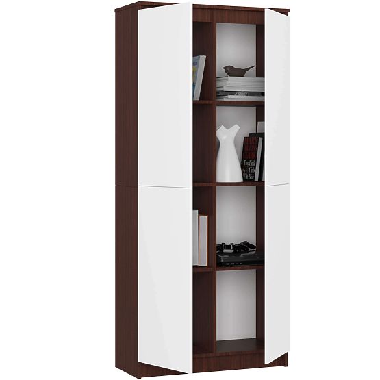 UZAVRETÝ REGÁL R80 2D 8P CLP WENGE / BIELA