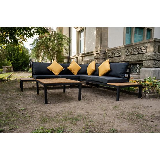 Veľká hliníková rohová súprava so stolíkom MASSIMO čierna