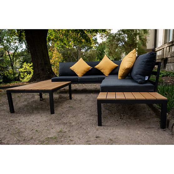 Veľká hliníková rohová súprava so stolíkom MASSIMO čierna