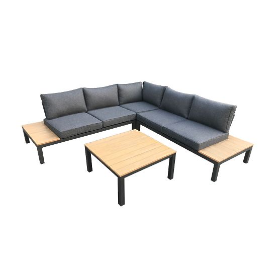 Veľká hliníková rohová súprava so stolíkom MASSIMO čierna