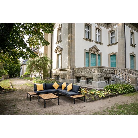 Veľká hliníková rohová súprava so stolíkom MASSIMO čierna