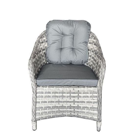 Veľká jedálenská súprava z technoratanu (6 kresiel + stôl) MODERNO svetlosivá