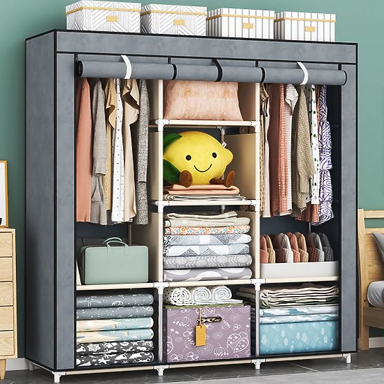 Veľká textilná skriňa s policami na oblečenie a topánky