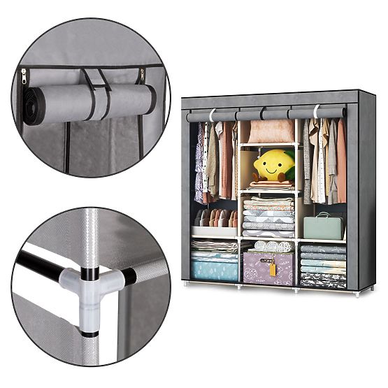 Veľká textilná skriňa s policami na oblečenie a topánky