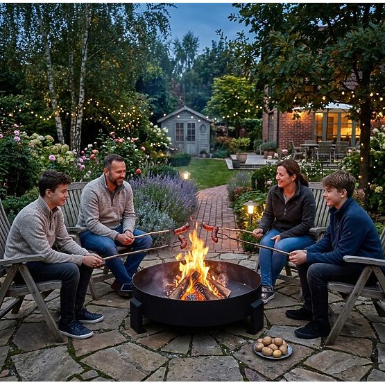 Veľké pevné záhradné liatinové ohnisko 60 cm s držadlami ideálne pre táborák