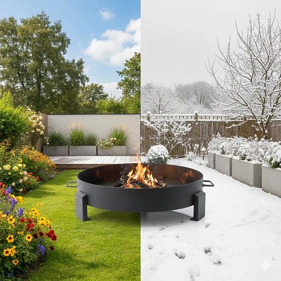 Veľké pevné záhradné liatinové ohnisko 60 cm s držadlami ideálne pre táborák