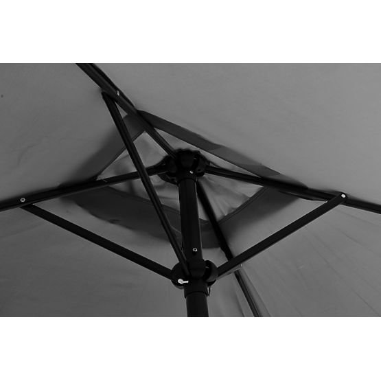 Veľký obdĺžnikový záhradný šikmý skladací slnečník s kľukou sivý 200 x 140 cm