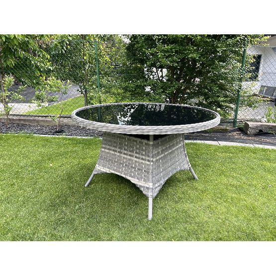 Veľký okrúhly stôl z technoratanu MODERNO svetlosivý