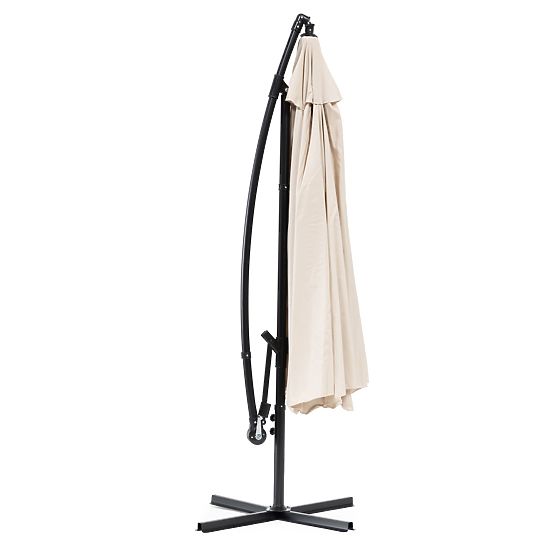 Veľký záhradný skladací slnečník na výložníku 3m béžový 6 rebier