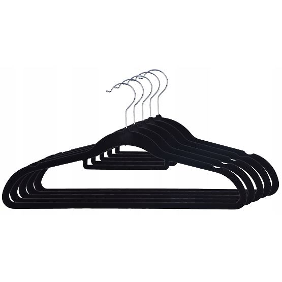 Velúrový vešiak Maxi sada 5 ks - čierny