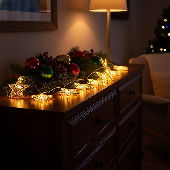 Vianočné svetielka Girlanda LED Zlaté Hviezdičky 391020