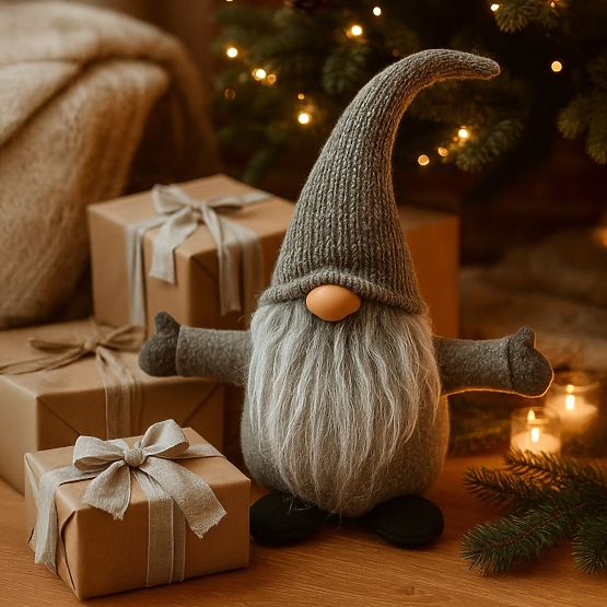 Vianočný škriatok 35 cm YX045 ŠEDÝ