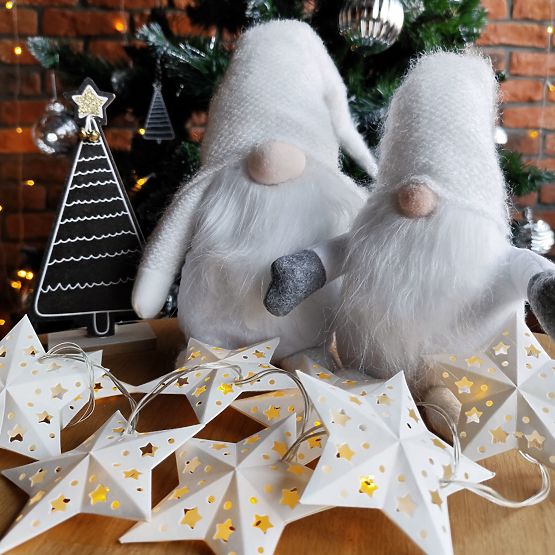 Vianočný škriatok YX068 50cm Biely