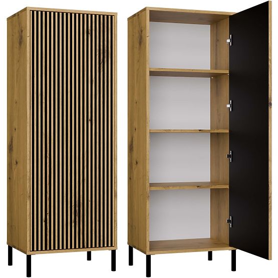 Vitrína KAMARO 1DD SLIM DUB ARTISAN Lamelový Čelný Panel