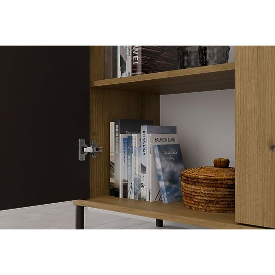 Vitrína KAMARO 2DD SLIM/HLADKÝ DUB ARTISAN Lamelový Predný Ryhovaný + Klasický