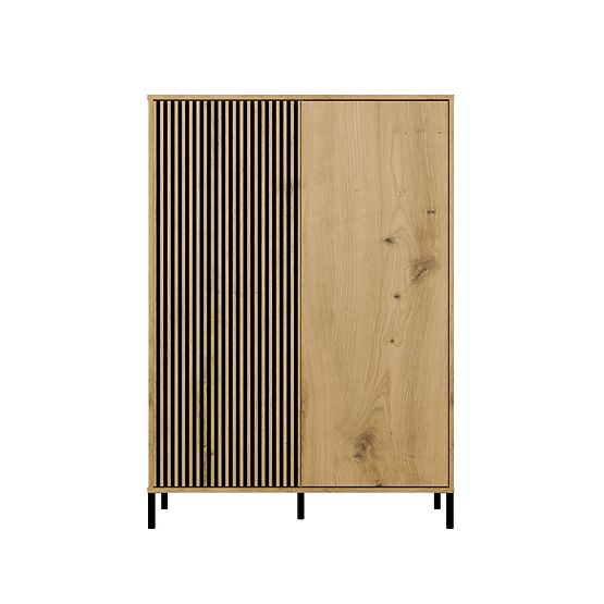 Vitrína KAMARO 2DD SLIM/HLADKÝ DUB ARTISAN Lamelový Predný Ryhovaný + Klasický