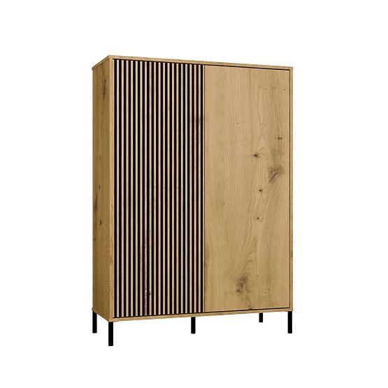 Vitrína KAMARO 2DD SLIM/HLADKÝ DUB ARTISAN Lamelový Predný Ryhovaný + Klasický