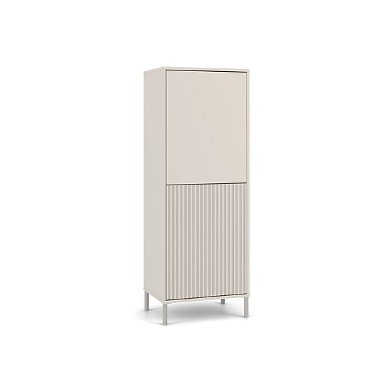 Vitrína KAMARO 2DK SLIM/HLADKÝ KAŠMÍR Lamelový Ryhovaný + Klasický Čelný Panel