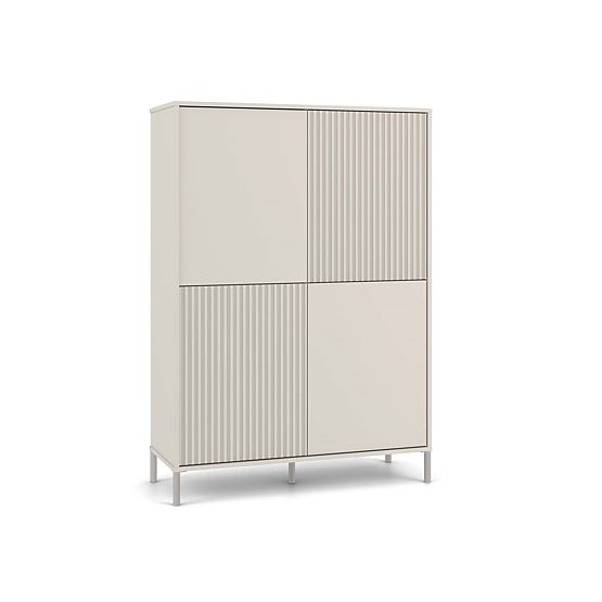 Vitrína KAMARO 4DK SLIM/HLADKÝ KAŠMÍR 4 Dvere Lamely Ryhovaný + Klasický Predný