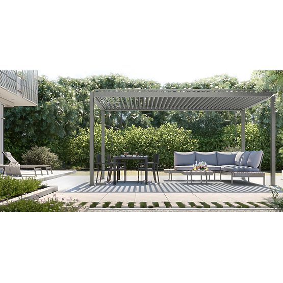 Voľne stojaca záhradná pergola Antilla z hliníka, 5x3 m, bioklimatická, pohyblivé lamely, antracitov