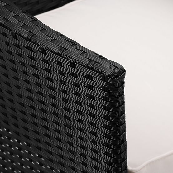 Záhradná lavica z technoratanu pohovka CORDOBA čierna s béžovými vankúšmi