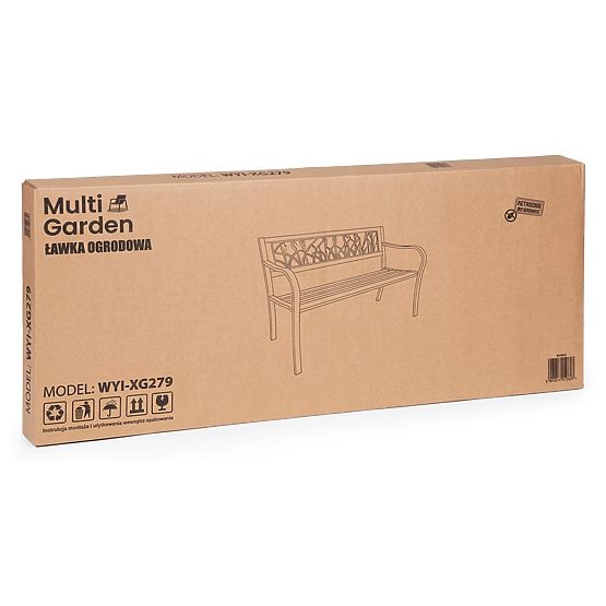Záhradná lavička s dekoratívnym operadlom 120x50 cm kovová parková čierna MultiGarden