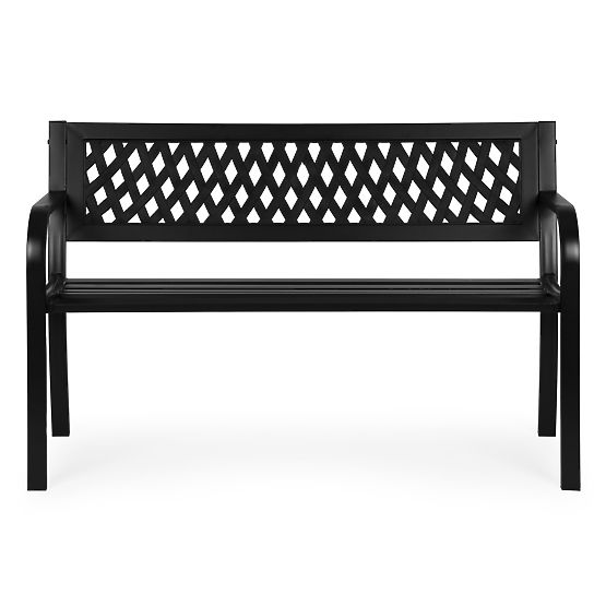 Záhradná lavička s mriežkovým operadlom 120x50 cm kovová parková čierna MultiGarden