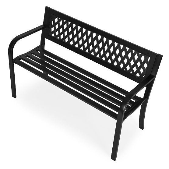 Záhradná lavička s mriežkovým operadlom 120x50 cm kovová parková čierna MultiGarden