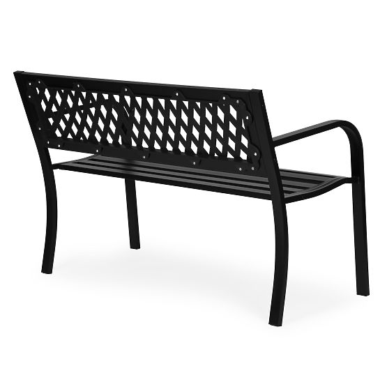 Záhradná lavička s mriežkovým operadlom 120x50 cm kovová parková čierna MultiGarden